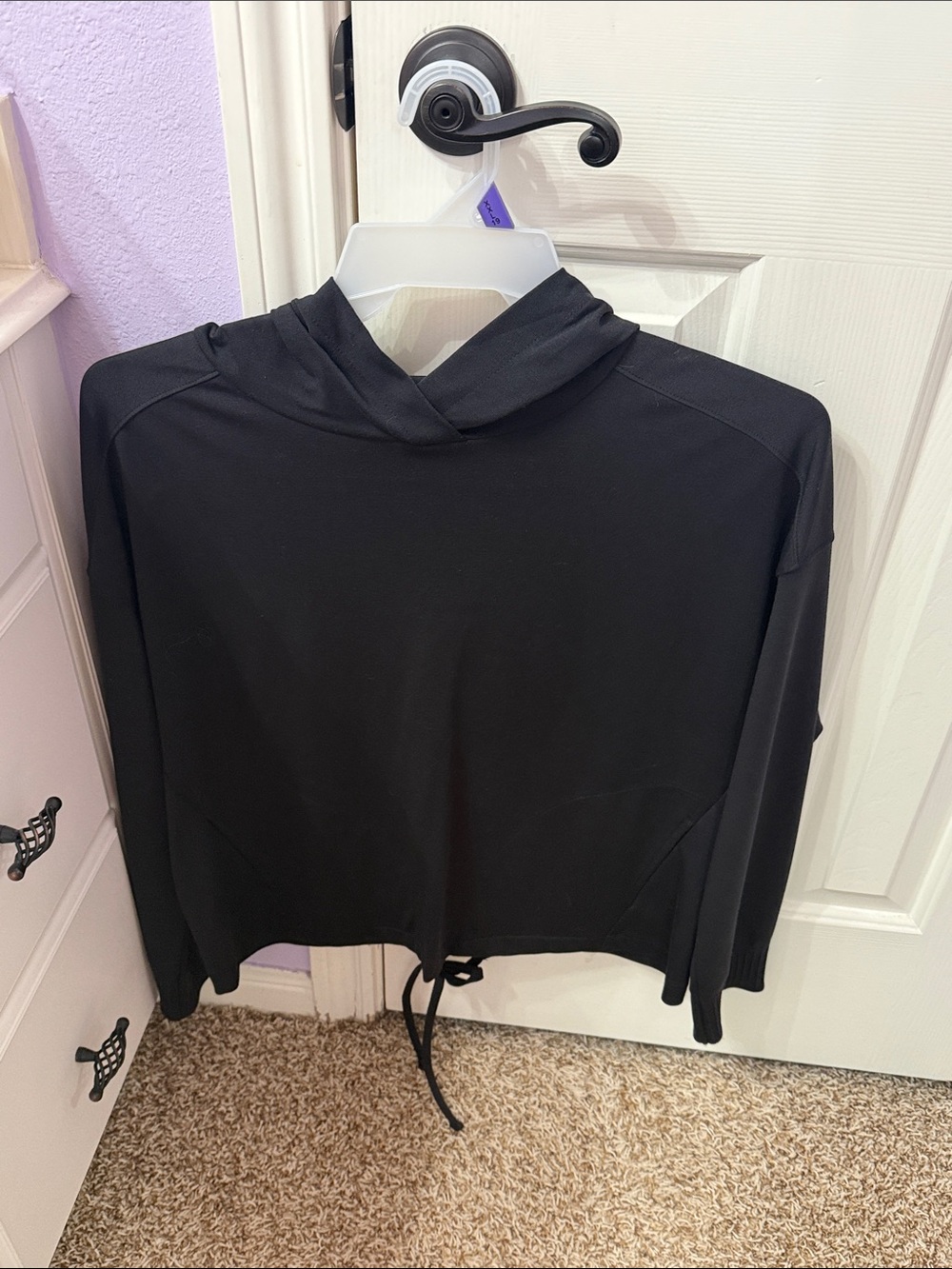 Avia Black Cropped Hoodie Sweatshirt with Cut out Back